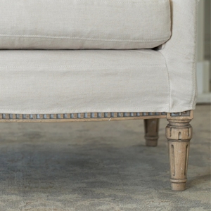 <span class=keywords><strong>Fauteuil</strong></span> d'appoint style campagne française avec housse amovible, revêtement en <span class=keywords><strong>lin</strong></span> et pieds en bois, structure en bois vieilli avec housse amovible - Product Image 5