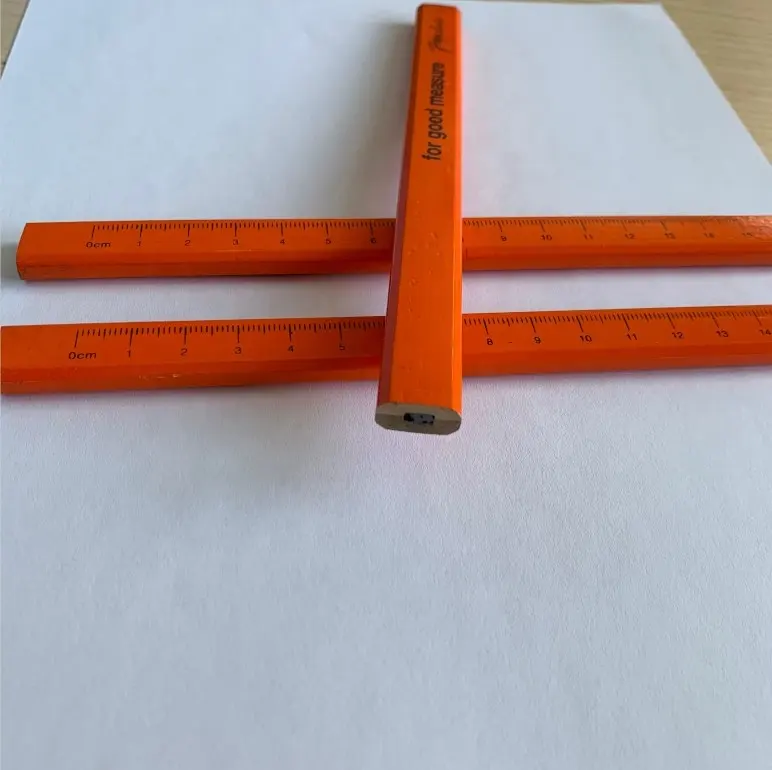 7 "HB amarillo ancho octogonal lápiz del carpintero de madera yiwu lápiz fábricas OEM lápices con logotipo