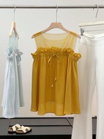 58 Nouveau style d'été pour femme, haut sans manches en tissu filet doux et agréable, tendance et confortable, amincissant et rajeunissant