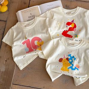 T-shirt en coton à manches courtes pour <span class=keywords><strong>bébé</strong></span>, illustration numérique décontractée, premier anniversaire, garçons et filles, haut d'été, vente en gros - Product Image 5