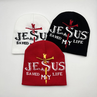 Bonnet d'hiver personnalisé en gros Logo complet Jacquard tricoté Techniques de broderie 3D Impression numérique Bonnet de Jésus