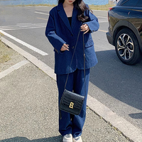 2025 à la mode femmes décontracté solide col cranté Blazer ensemble-détail à rabat, couture avant pantalon pour bureau et intelligent décontracté