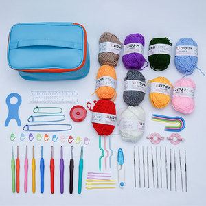 Kit de juego de ganchillo para principiantes con ganchos de ganchillo Juego de hilo Paquete Premium Incluye bolas de hilo, agujas, kit de accesorios, bolsa de mano - Product Image 2