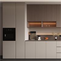 Ensemble de Meubles de Cuisine Complet Design Moderne Comprend Meuble Sous-Évier Îlot de Cuisine Plan de Travail en Acrylique Corps en Panneau Mélaminé Écologique