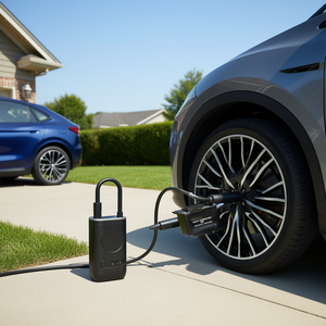 Mini cargador de coche portátil de doble uso, inflador eléctrico de 150psi para bicicletas y coches híbridos eléctricos, cilindro único negro - Product Image 2