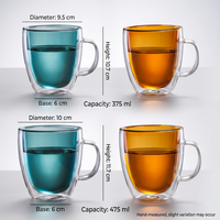 Mug à café isotherme à double paroi en verre, grande capacité, 14 oz, résistant à la chaleur, passe au lave-vaisselle