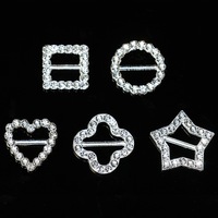 Boucles en alliage et strass faites à la main, rondes, carrées, pentagrammes, en forme de cœur, trèfles à quatre feuilles, accessoires pour chaussures et vêtements