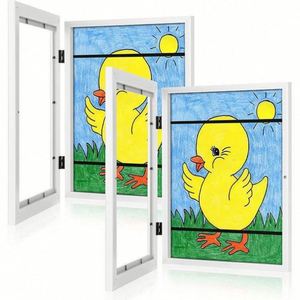 Kids Artwork Rustic Style Picture <b>Frame</b> with Embossing Printing Changeable in Black Wood A4/A3/<b>A2</b>/9X12" <b>Sizes</b> - Product Image 3