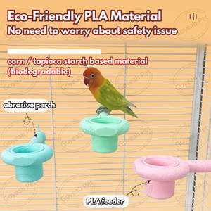 Mangiatoia per Pappagalli in PLA Ecologico, Design 2-in-1, Ciotola Biodegradabile Staccabile con Posatoio Abrasivo - Product Image 6