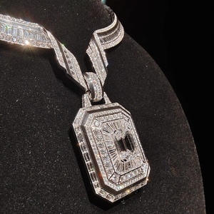 Collier ANSTER OEM avec <span class=keywords><strong>diamant</strong></span> de laboratoire taille émeraude VVS2 10 carats, pendentif en or blanc 18 carats, bijoux de Dubaï amovibles avec certificat IGI, joaillerie fine - Product Image 3