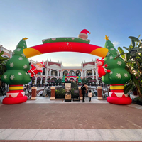 Arche gonflable de Noël Longgang 6m en tissu Oxford résistant au soleil avec Père Noël et sapin pour la promotion et la décoration des centres commerciaux