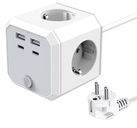 Prise de courant EU Cube 4 prises 2 USB 1 type C avec interrupteur Convient pour une utilisation à domicile, au bureau ou sur un bureau