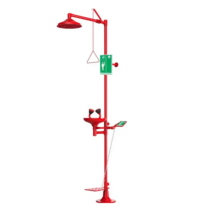 Yingde Lab acil duş ve göz yıkama özel paslanmaz çelik duvara monte acil duş ve göz yıkama duş istasyonu