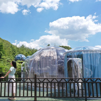 Dôme Hôtelier Géodésique Moderne en Polycarbonate pour Glamping Extérieur, Fabriqué à Partir de Matériaux de Conteneur PC de Haute Qualité