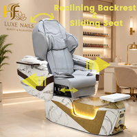 Fauteuil de pédicure électrique inclinable de luxe moderne pour salon de manucure, avec pompe de vidange sans tuyau et bain de pieds à remous massant