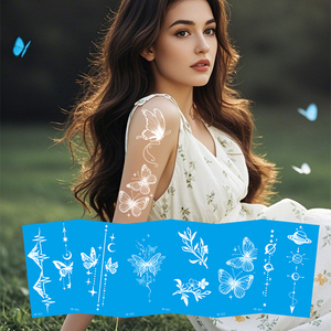 Impermeabile bianco <span class=keywords><strong>farfalla</strong></span> <span class=keywords><strong>tatuaggio</strong></span> adesivo monouso carta temporanea clavicola fiore per il corpo applicazione per il braccio <span class=keywords><strong>e</strong></span> il polso - Product Image 1