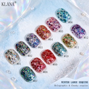 KLANA Gel UV à Paillettes Grandes, 12 Couleurs, Gel à Ongles Scintillant Longue Durée, Non Toxique, Sans HEMA, Gel Nail Art Éclatant pour Salon - Product Image 5