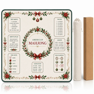 Vintage Coastal Ocean Mahjong Play Mat Premium Anti-Slip Neoprene Table Protection Pad with Built-in Scoring Guide - Product Image 2