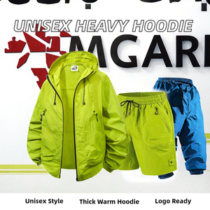 Vêtements de sport écologiques pour la gym, sweat-shirt unisexe en polyester/nylon lourd pour l'hiver avec logo personnalisé, design 2 en 1 - Product Image 2