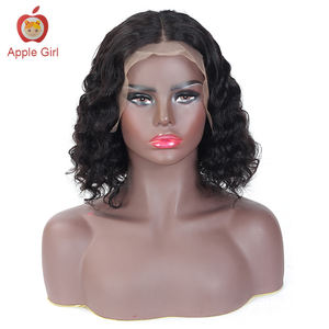 Perruque brésilienne en cheveux humains, vague profonde, dentelle frontale, cheveux vierges non traités, cuticules alignées, perruque courte, Apple Girl - Product Image 2