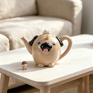 Adorable Flying <strong>Pug</strong> Unicorn Design Ceramic <strong>Mug</strong> with Mini <strong>Pug</strong> Figurine Creative Animal Print Coffee Tea Cup for Collectors - Product Image 3