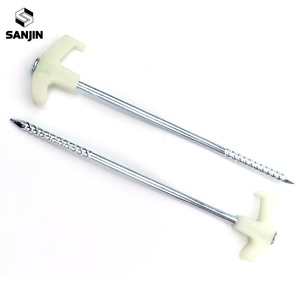 Piquets de tente fluorescents 25 cm, piquets en spirale en acier avec poignée en plastique antidérapante, phosphorescents, <span class=keywords><strong>pour</strong></span> le camping, la randonnée, le pique-nique - Product Image 3