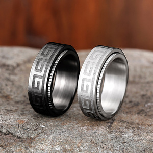 Dj079 Men's <b>Tungsten</b> <b>Ring</b> <b>Black</b> Gun Plated Geometric Pattern Fashion <b>Ring</b> For Gift - Product Image 4