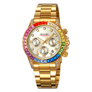 Montre-bracelet chronographe à quartz de haute qualité SKMEI 2352, montre de luxe tendance, bracelet en acier inoxydable - Product Image 3