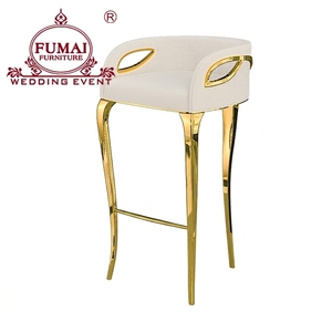 Tabourets de bar extérieurs modernes de tissu de cadre d'acier inoxydable d'or de mariage de salon - Product Image 1