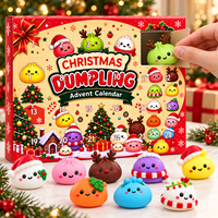 Calendrier de l'Avent de Noël 2027 – 24 Jours de Mystères : Jouets Squishy TPR en Forme de Dumpling, Anti-Stress, Sensoriels, Boîte Mystère, Cadeau pour Enfants