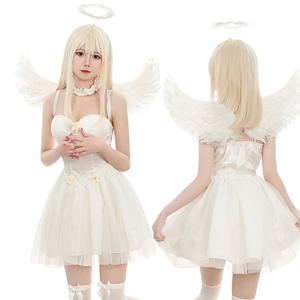 Costumes d'Halloween, mini-jupe en maille blanche d'<span class=keywords><strong>ange</strong></span>, fête de carnaval, cosplay de <span class=keywords><strong>démon</strong></span>, <span class=keywords><strong>ange</strong></span> noir avec ailes, costume de scène, robe pour fille - Product Image 5