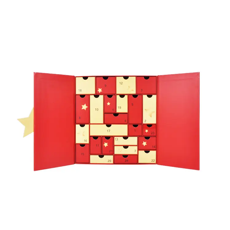 Christmas New Year Valentine's Day Premium Paper Cardboard Advent Calendar Blind Gift Box For Present Packaging