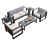 Ensemble de canapés de jardin modernes en alliage d'aluminium, imperméables et résistants aux UV, pour balcon, bureau de vente et salle d'exposition, mobilier d'extérieur