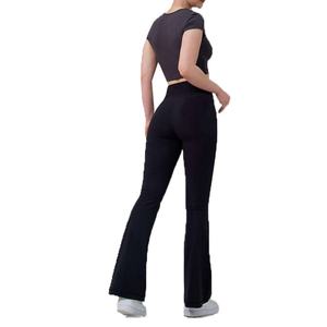 Pantalons de yoga sans couture à taille haute pour femmes, personnalisés par OEM, extensible dans 4 directions, évasé, pour la salle de sport, la remise en forme, le yoga - Product Image 2