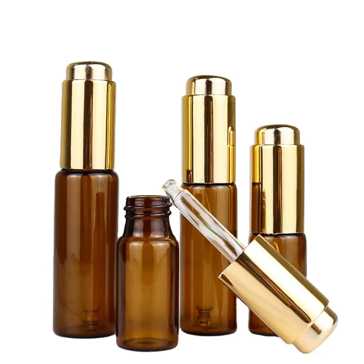 Push Dropper Serum Package For Skin Care Essential Oil 10ml 15ml 20ml Glass Amber Dropper Bottles