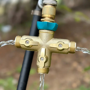 Divisor de manguera de jardín de latón, válvula de 3 vías, rosca de 3/4 pulgadas para riego, duradero, estándar ANSI - Product Image 3