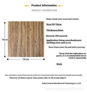 Carta da Parati PVC Autoadesiva 3D Effetto Legno, Pannelli Murali Antiurto con Motivi Geometrici Caldi per Camera da Letto e <span class=keywords><strong>Hotel</strong></span> - Product Image 4