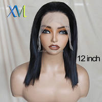 Perruques Lace Front Xiu Man brésiliennes Remy, double densité, 10 pouces, base sans colle, brun clair, densité 200 %, modèle 002