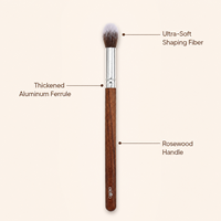 Pinceau de maquillage effilé haut de gamme avec manche en bois de rose, 16,5 cm, virole en aluminium épaissie, fibres ultra-douces pour un façonnage parfait