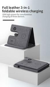 Soporte plegable para reloj inteligente 2024, cargador inalámbrico, potencia de salida de 10W, nuevo producto multifuncional, cuero PU completo para <span class=keywords><strong>Airpods</strong></span> - Product Image 2