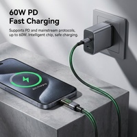 Câble USB C vers C en nylon tressé avec affichage LED 60W, charge rapide PD, 1m 3ft, blanc, en stock, plusieurs couleurs personnalisées pour iPhone MacBook