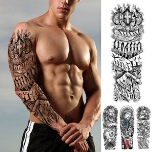 Tijdelijke Tattoo Full Arm Rose Wolf Tijger Kompas Body Art Tatoo Sticker