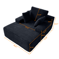 Fauteuil-Canapé Lounge Monoplace “Big Mac” Atunus en Tissu Côtelé Noir, Modèle Minimaliste Moderne et Compressé sous Vide