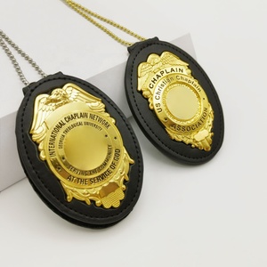 Nhà Máy biểu tượng tùy chỉnh <span class=keywords><strong>3D</strong></span> khắc men mạ vàng kim loại bảo vệ an ninh Phù Hiệu với ví da chủ - Product Image 2