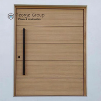 Puerta Exterior Giratoria de Diseño Moderno George Group para Villa, Aislamiento Térmico, Madera Sólida de Palisandro, Pivote Antirrobo de Fibra de Vidrio