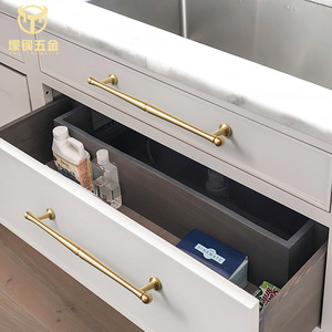 Brass Furniture Handle Bar Minimalist Wardrobe Cabinet Door Pull Solid Gold Durable - Product Image 4