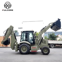 Chargeuse sur pneus diesel FULCORE 1,5 m³ à fourche rétrocaveuse, fournie directement par l'usine, avec une capacité de charge stable pour les travaux de construction et d'entretien.