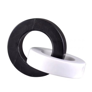 Black and White Double Marble Rings Shape Crafts Home <strong>Decoration</strong> Office Tabletop Items Soft Artwork for <strong>Entry</strong> <strong>Way</strong> Hotel Interior - Product Image 2