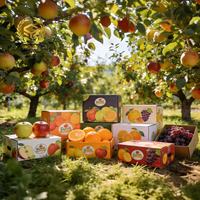 Boîtes d'emballage en carton ondulé de haute qualité pour fruits (oranges, pommes, citrons) – Boîtes de présentation laminées mates