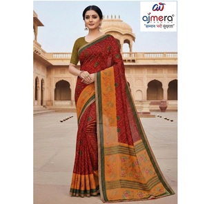 Sarees Suti Premium para Mujer, Elegantes, Transpirables, Cómodos, Diseño Étnico Clásico, Protección Solar, Secado Rápido para Uso Diario - Product Image 1